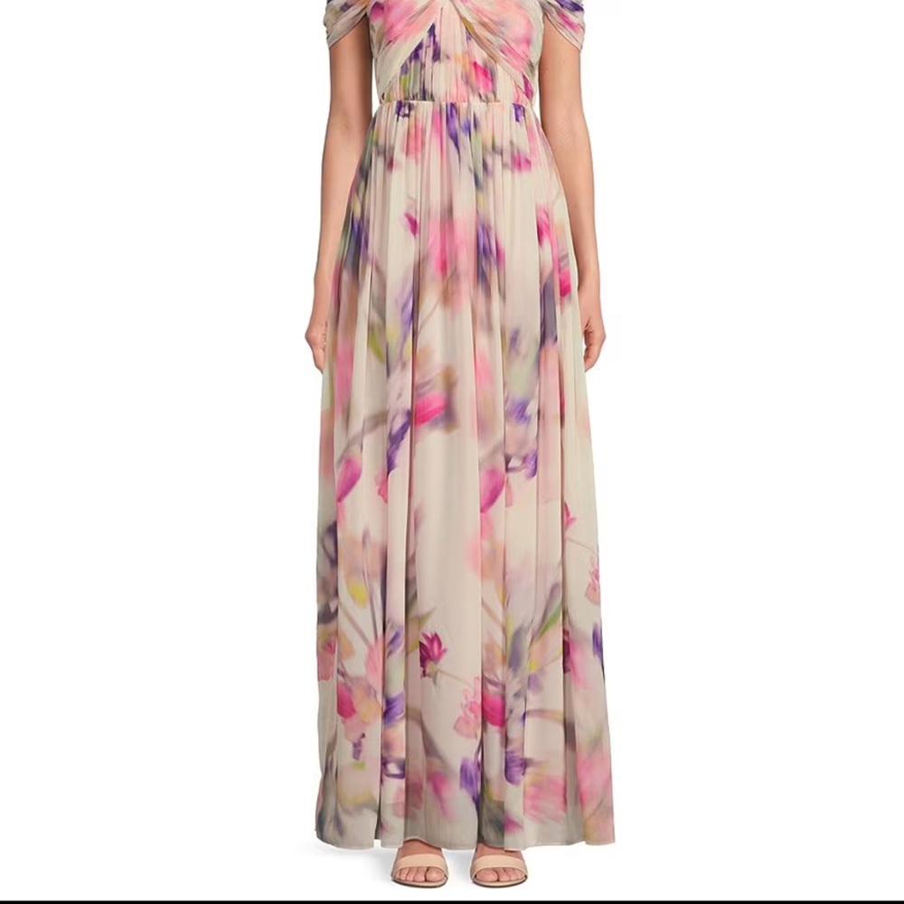 Alex Marie Pink and Cream Floral Maxi Dress